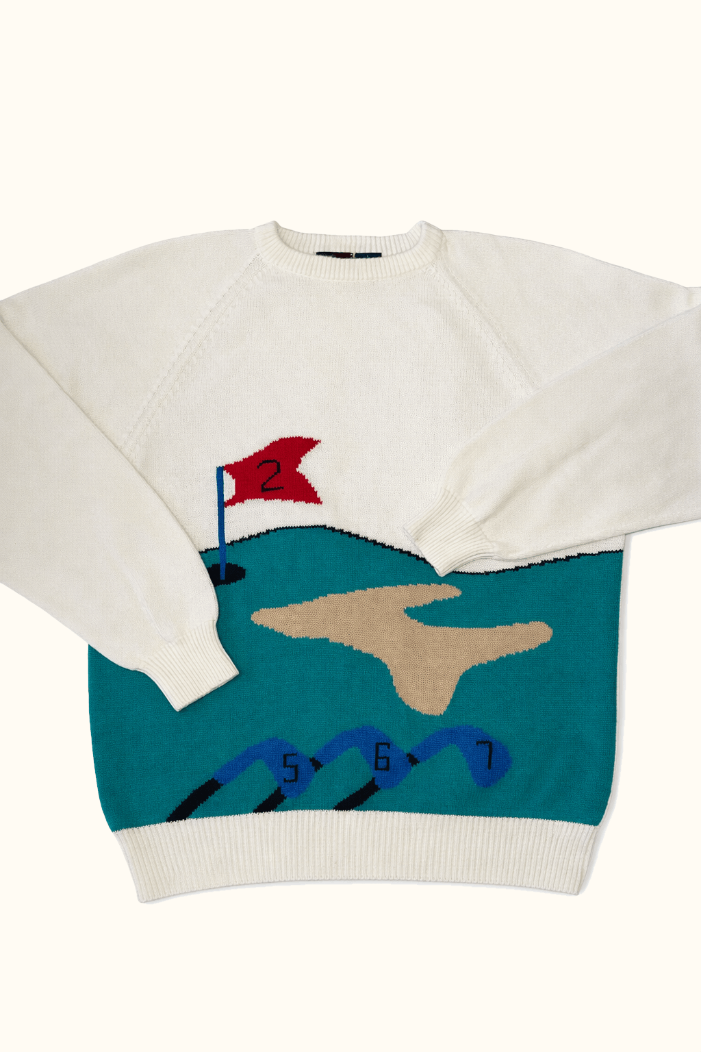 Sweater with a whale and number design on a white background