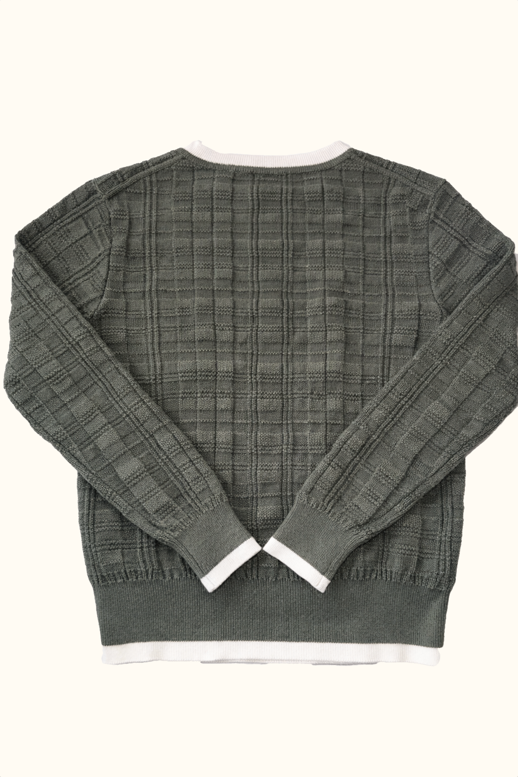 Gray plaid sweater on a white background