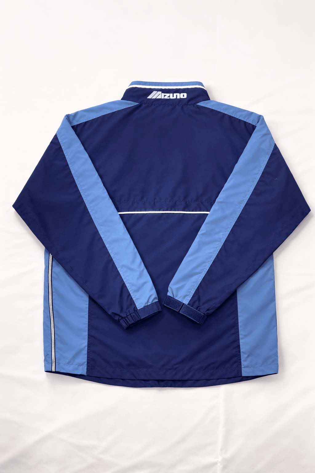 Blue and light blue jacket with mizen logo on a white background