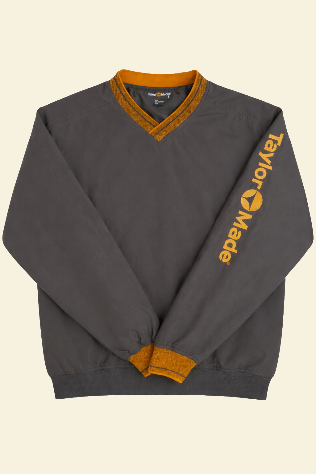 Vintage TaylorMade Golf V-Neck Windbreaker – Black & Orange (L)