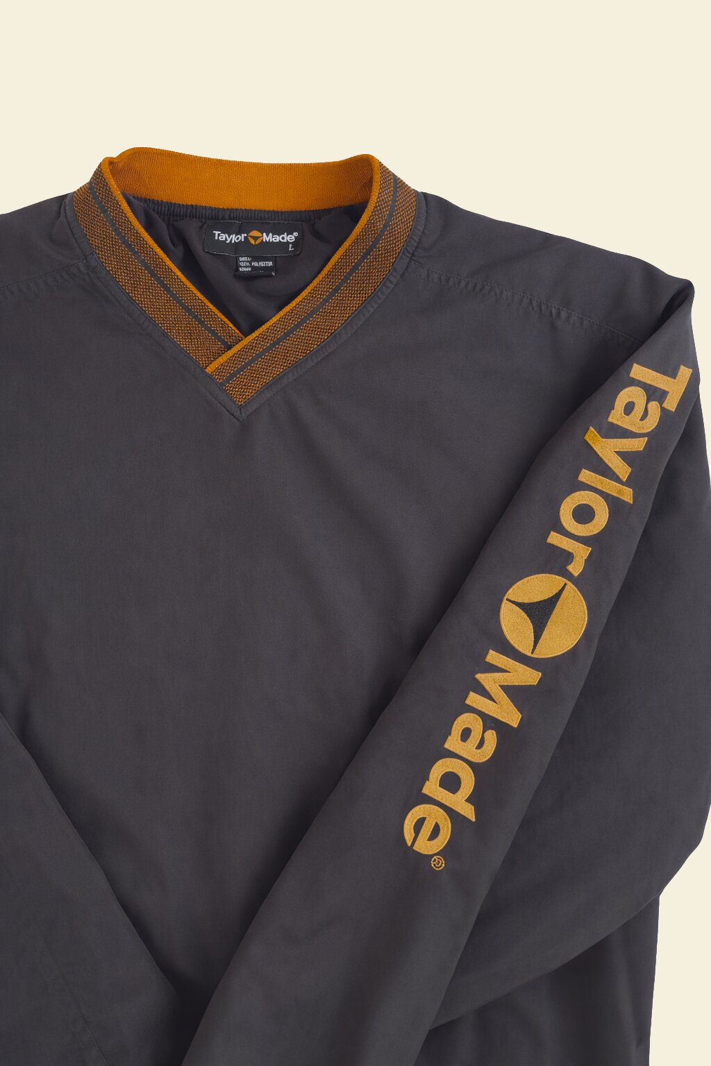Vintage TaylorMade Golf V-Neck Windbreaker – Black & Orange (L)