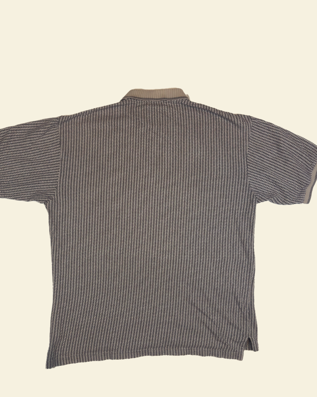 Vintage IZOD Herringbone Golf Polo – Navy & Cream (L)