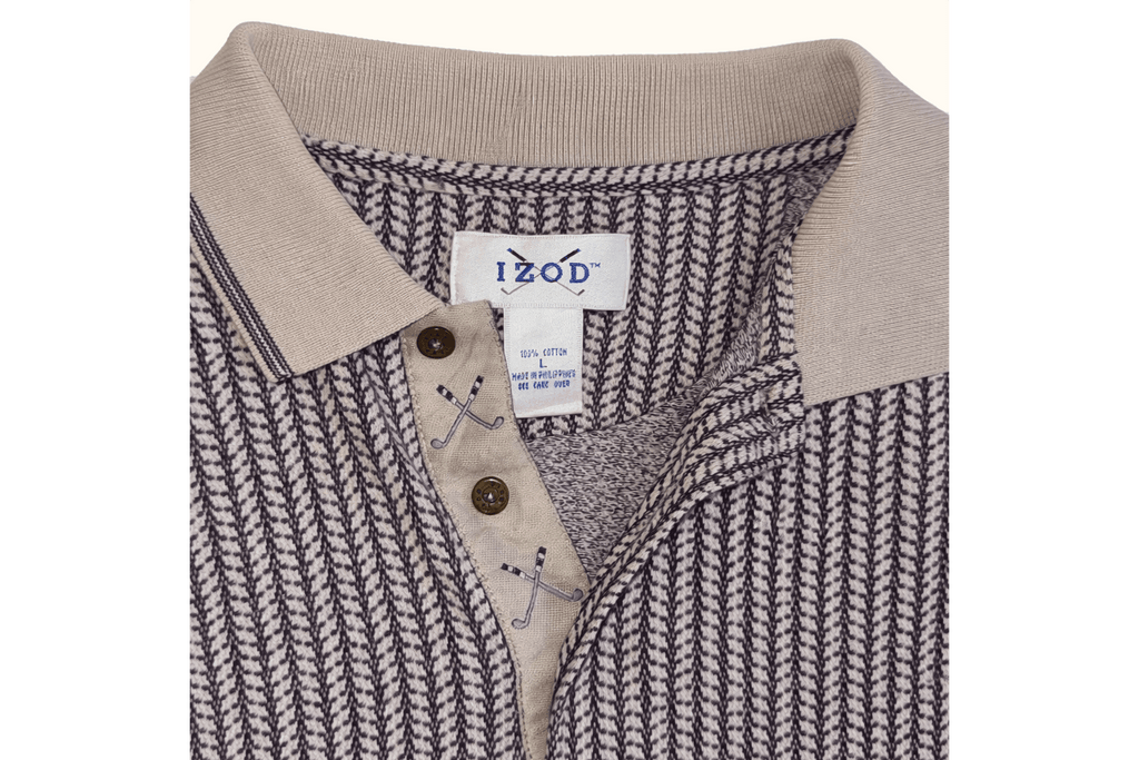 Navy & Grey Herringbone IZOD Polo Collar