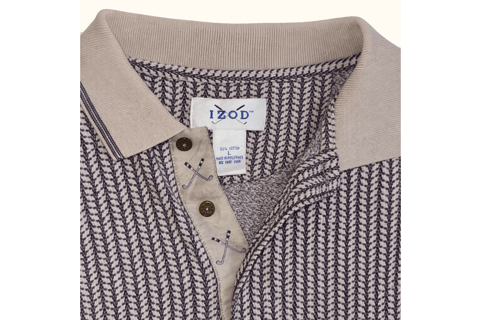 Navy & Grey Herringbone IZOD Polo Collar