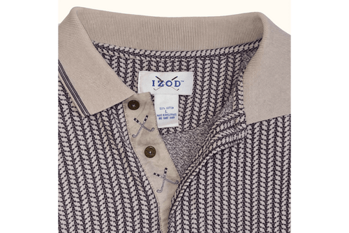 Navy & Grey Herringbone IZOD Polo Collar