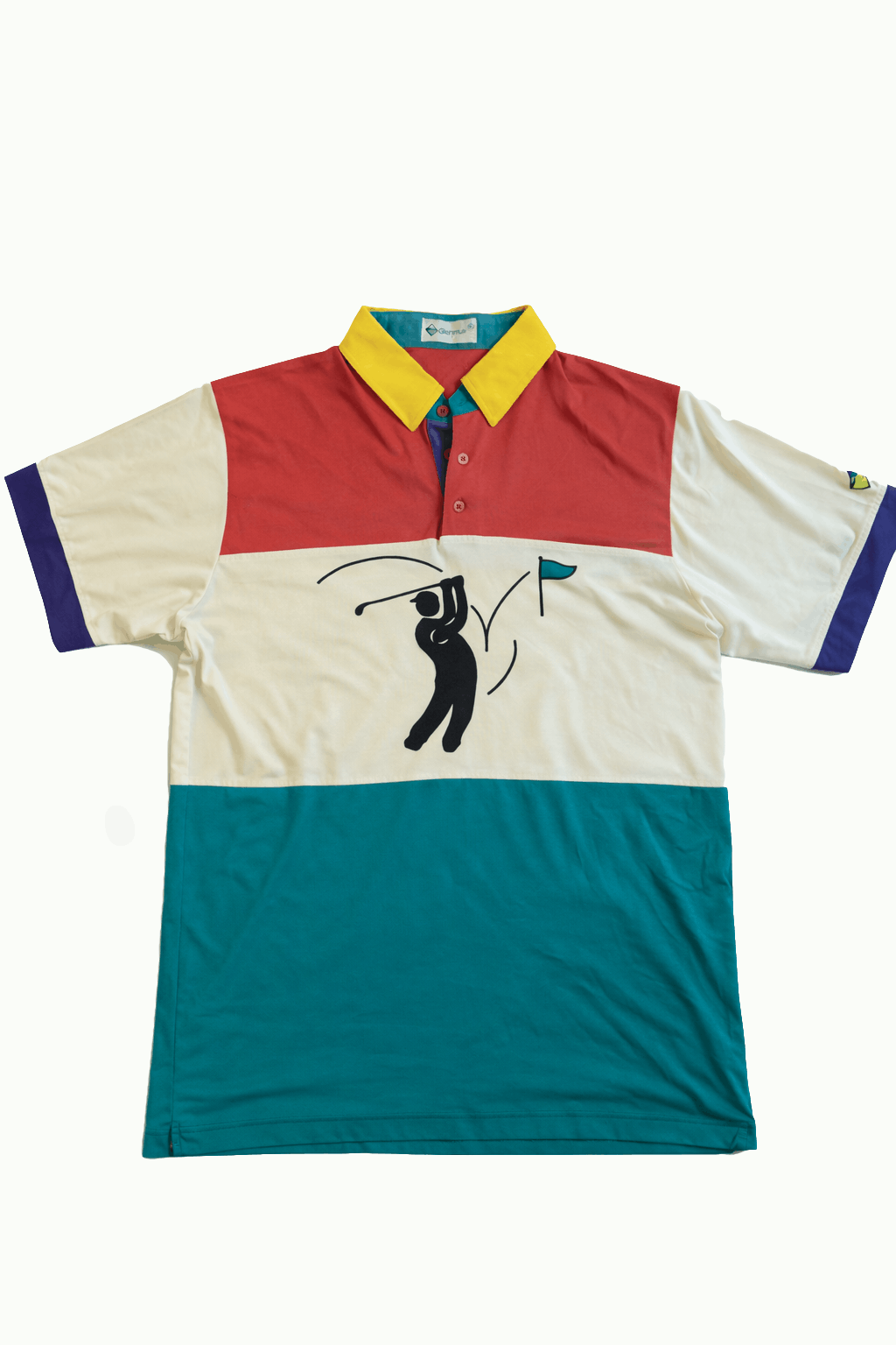 Colourful Glenmuir polo shirt with a golf graphic front