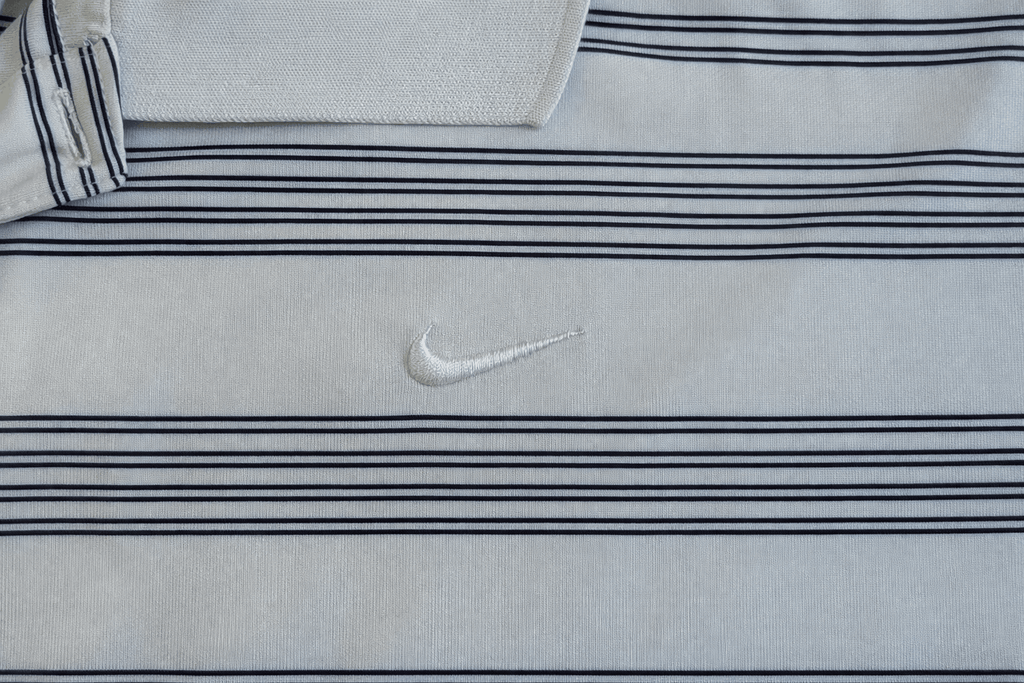 Vintage Nike Polo - White/Black Stripe (XL)