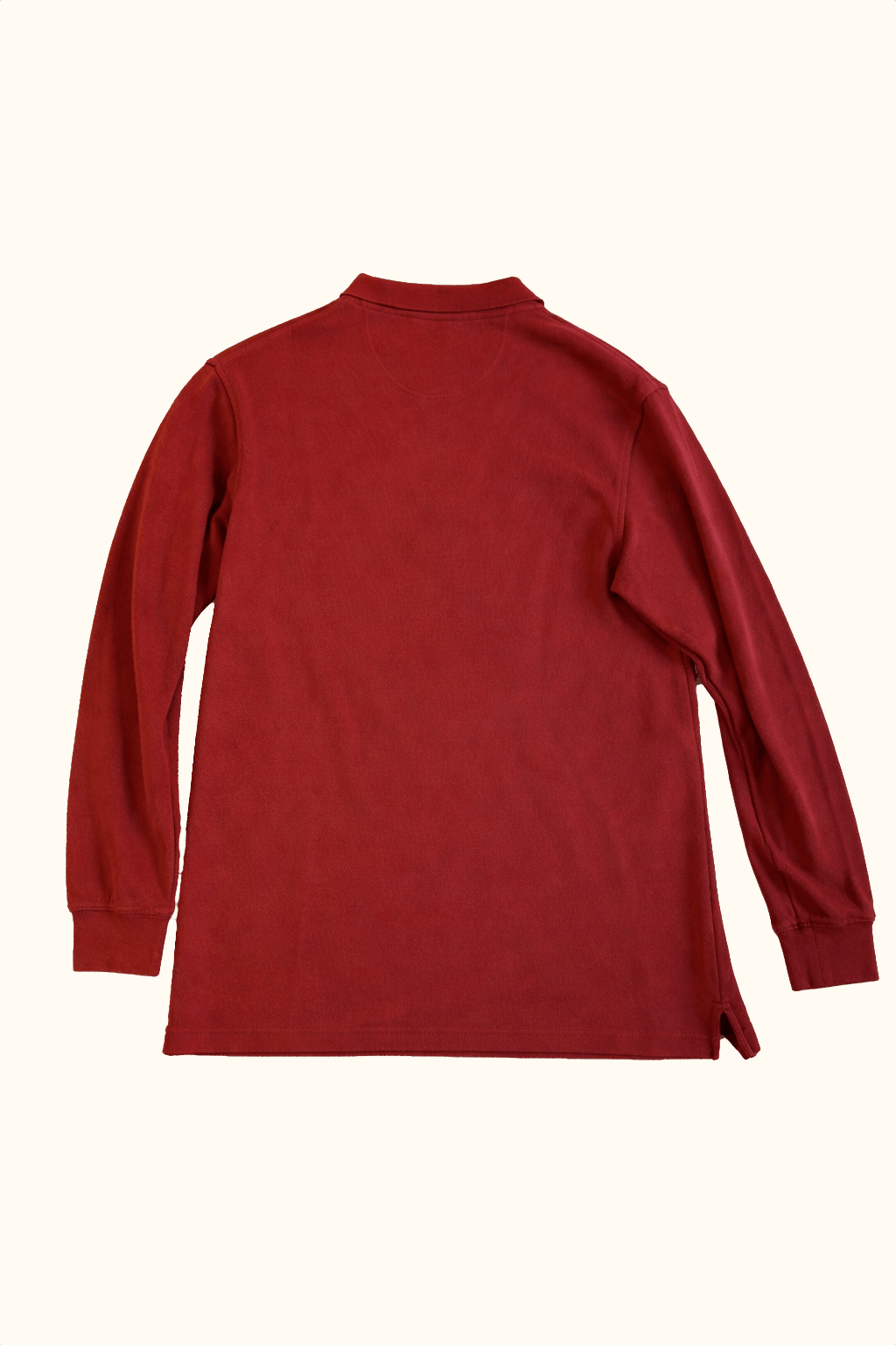 Red long-sleeve polo shirt with a Nike logo back