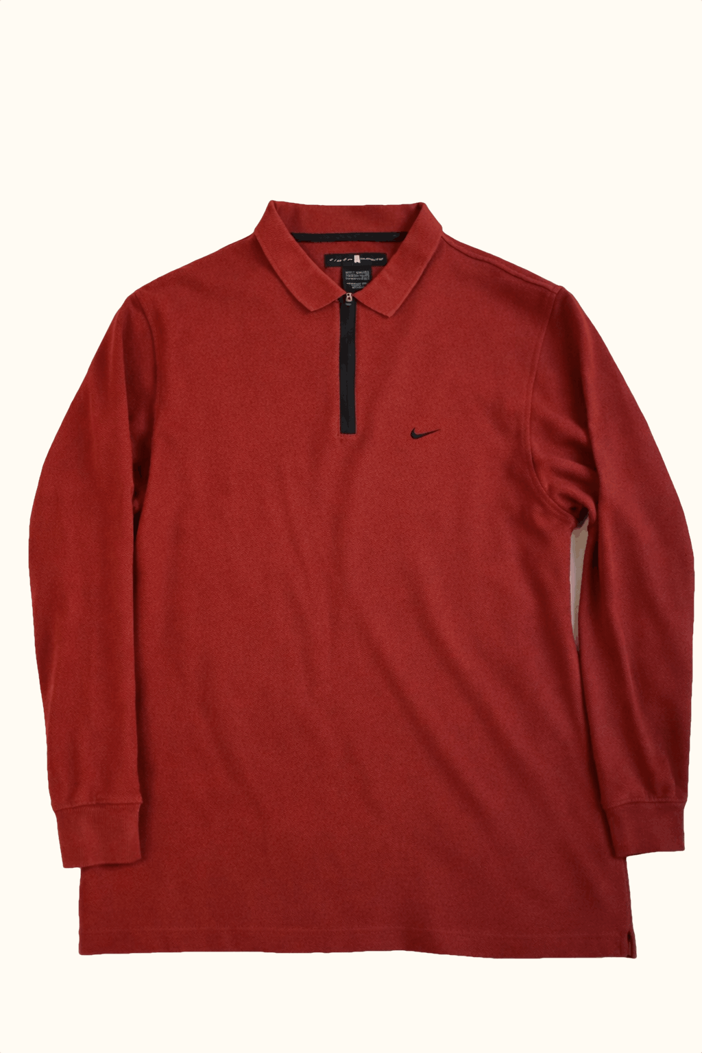 Red long-sleeve polo shirt with a Nike logo Front