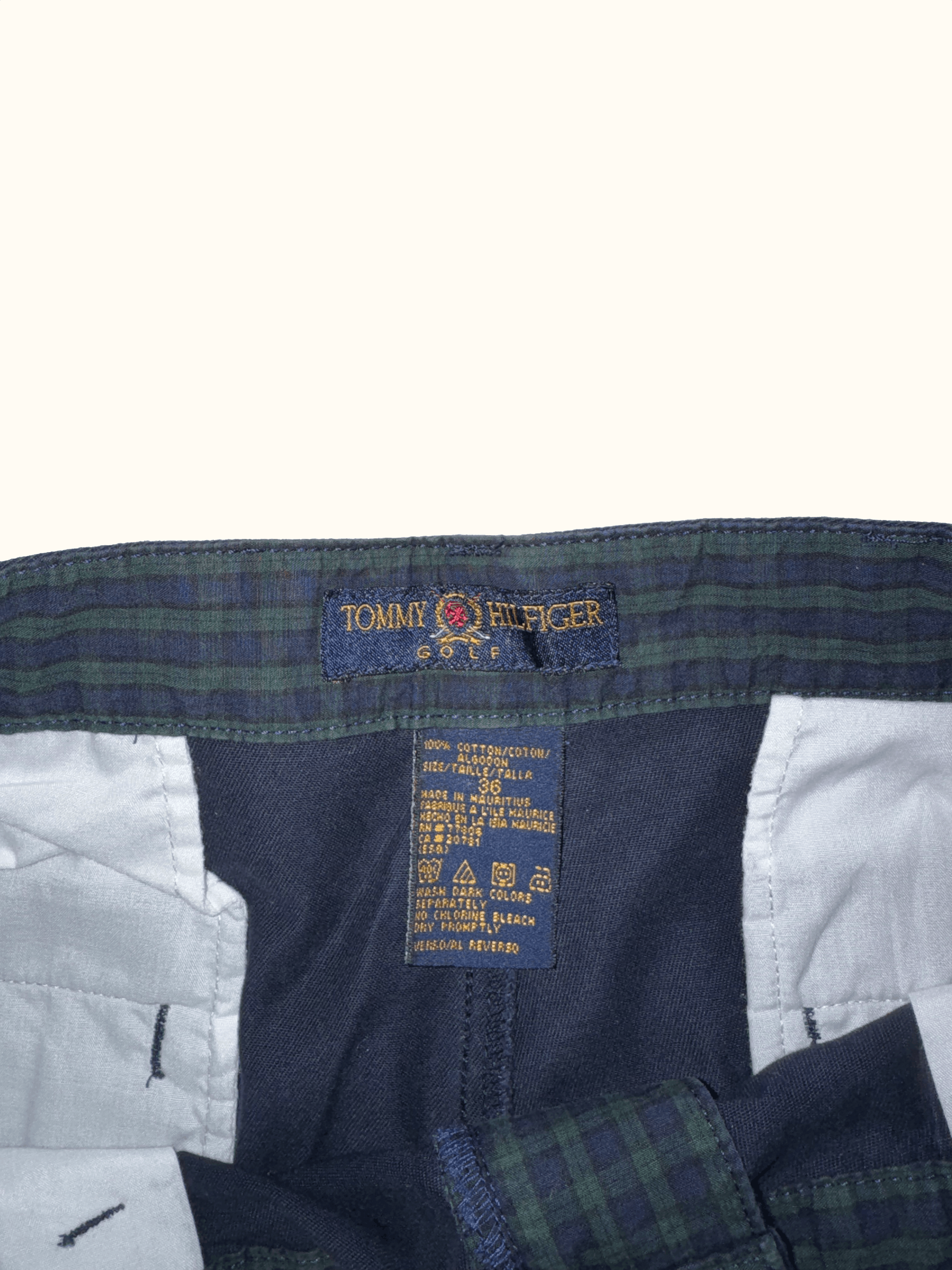 Navy Tommy Hilfiger Golf Shorts label
