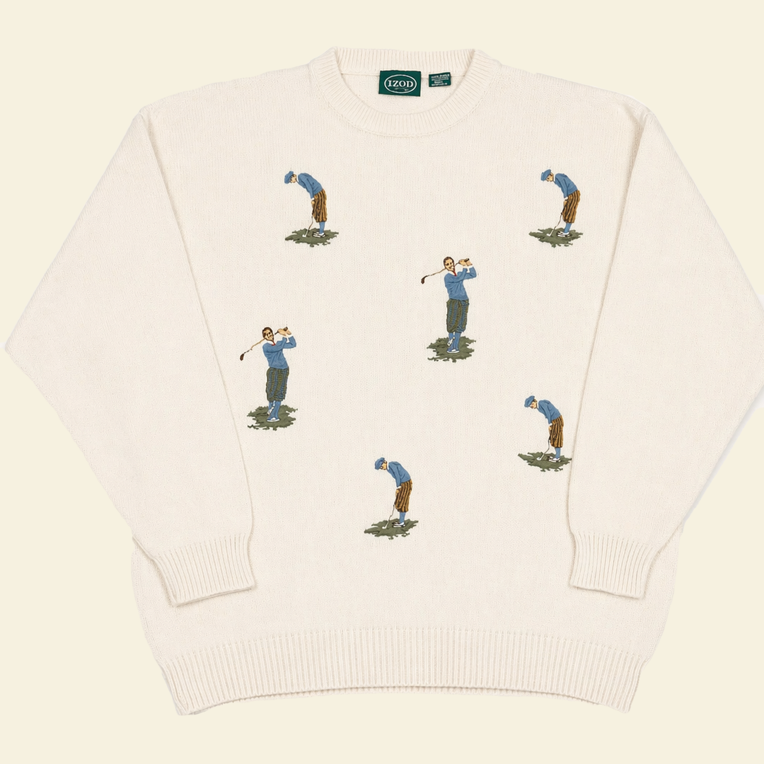 IZOD Embroidered Golfer Knit Jumper - White (L)