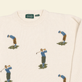 Vintage IZOD Embroidered Golfer Knit Jumper - White (L)
