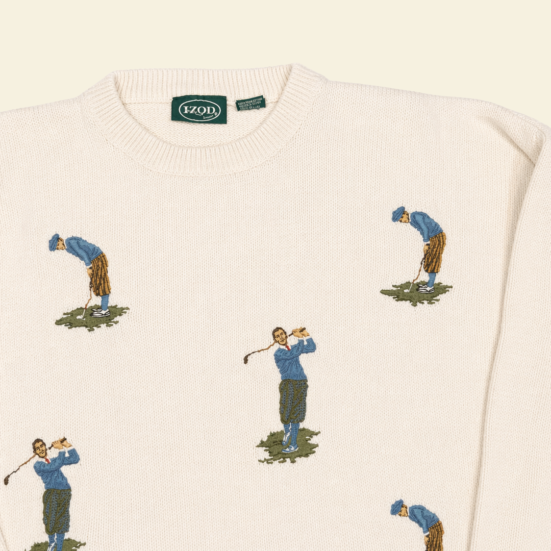 IZOD Embroidered Golfer Knit Jumper - White (L)