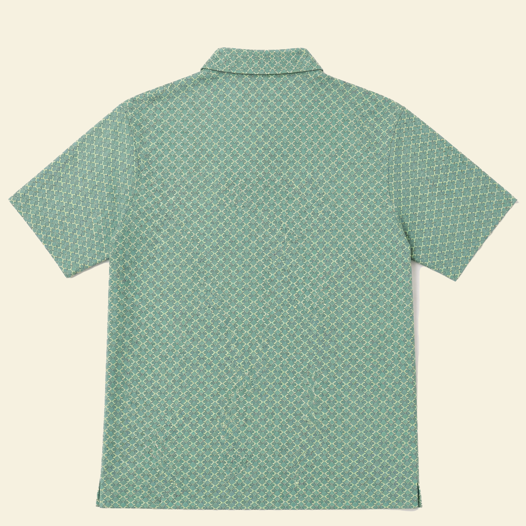 Vintage Nike Golf Pattern Polo Shirt – Green Geometric Print (L)