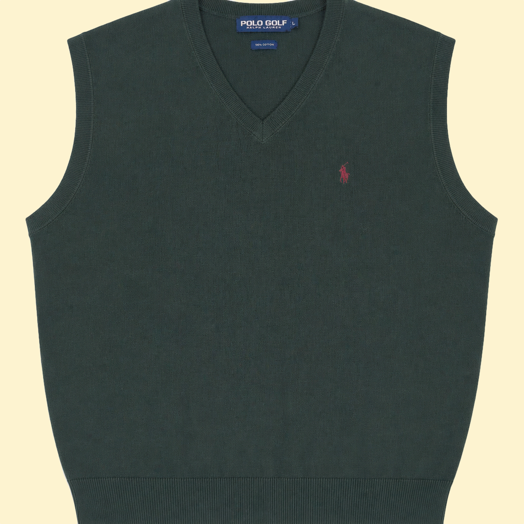 Vintage Polo Golf Ralph Lauren V-Neck Golf Vest – Forest Green (M)