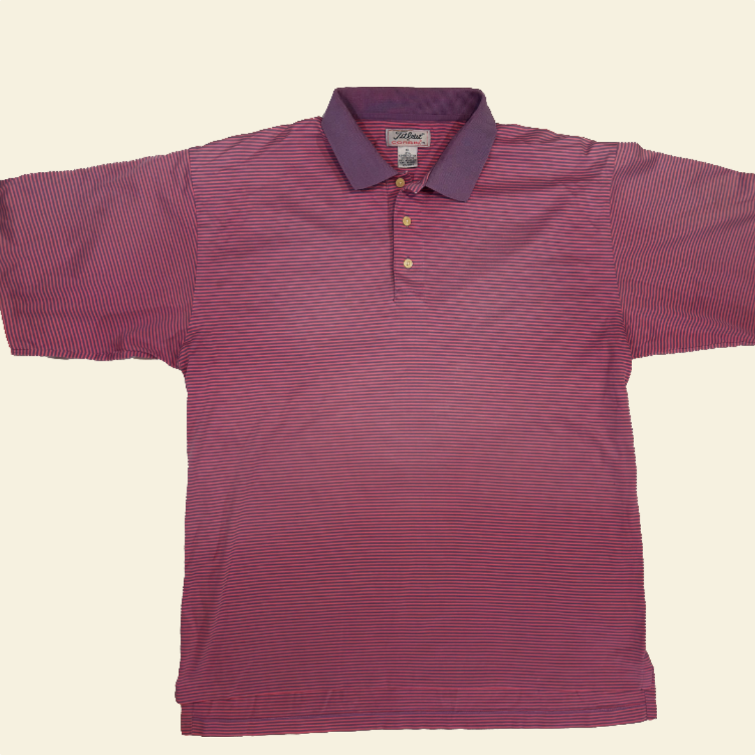 Vintage Titleist by Corbin Striped Golf Polo – Pink & Purple (XL)