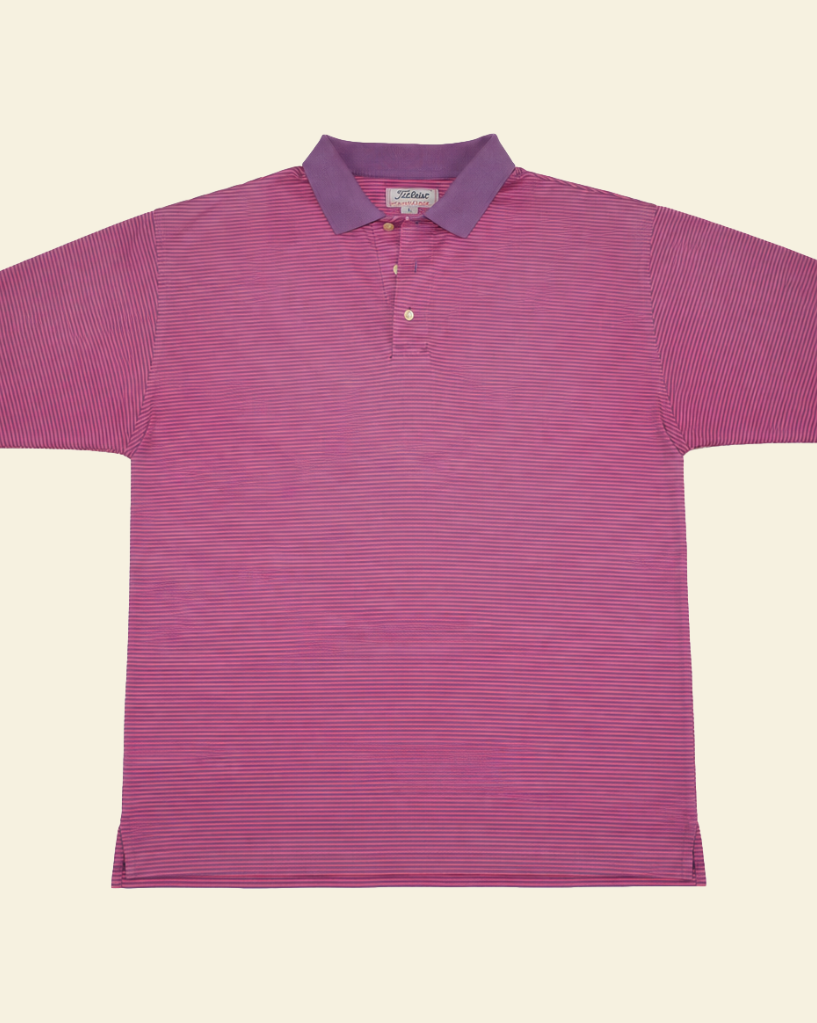Vintage Titleist by Corbin Striped Golf Polo – Pink & Purple (XL)