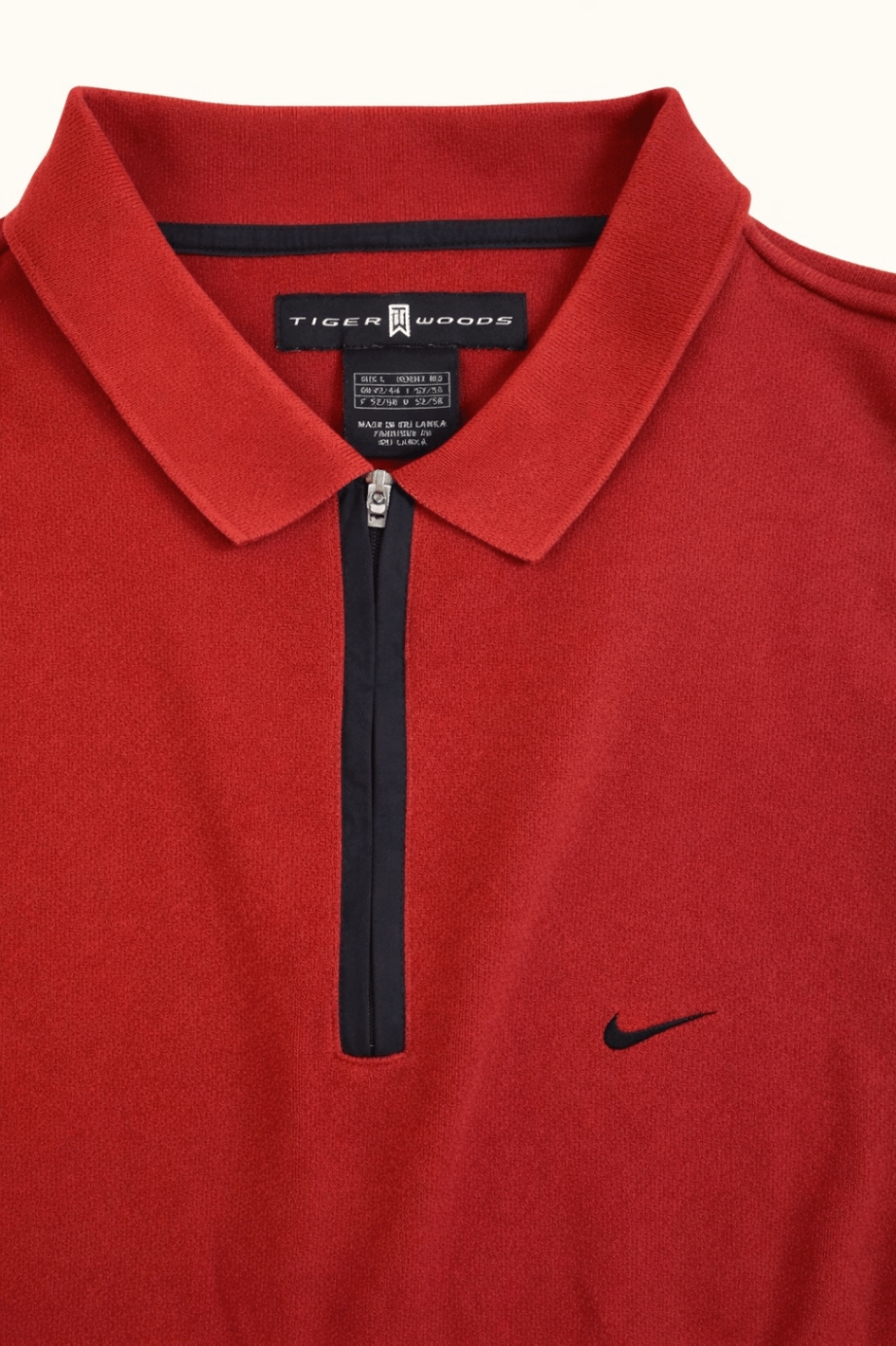 Vintage Tiger Woods Nike Golf Zip Polo – Burgundy Long Sleeve (L)